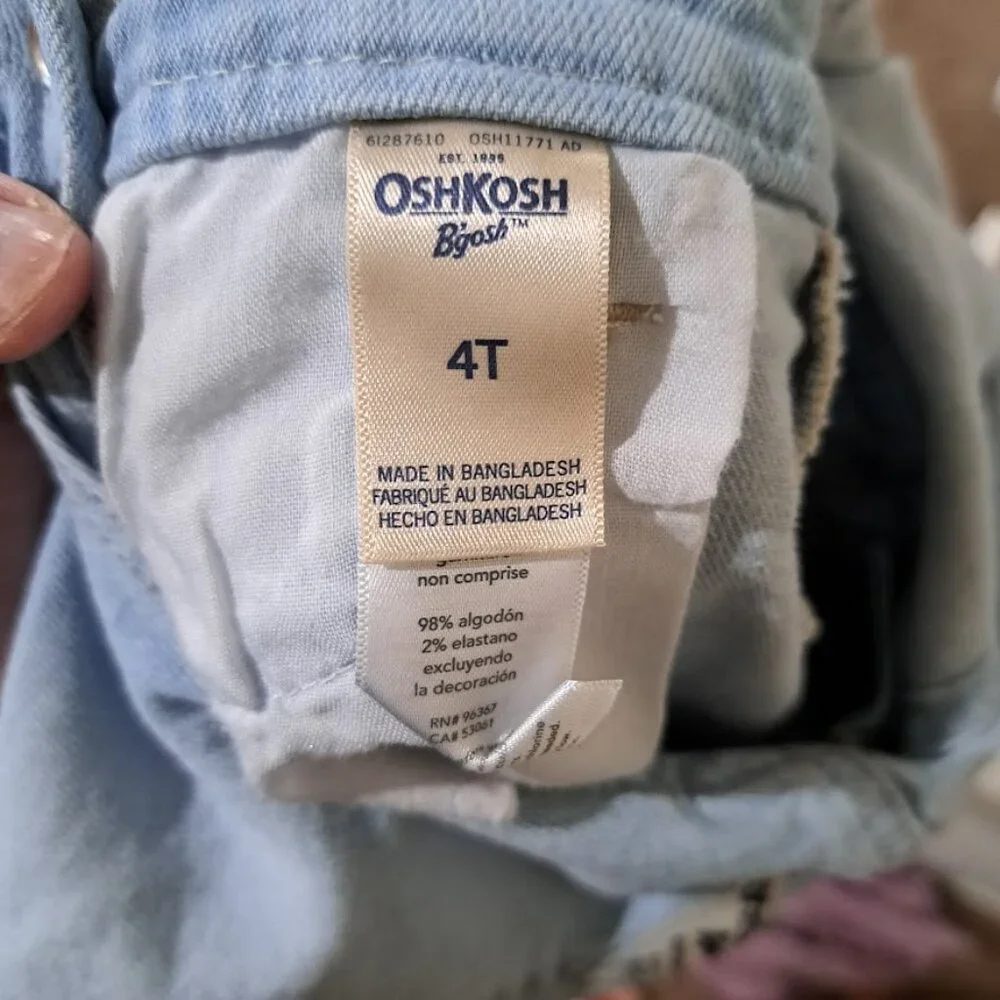 OSHKOSH B'GOSH DENIM OVERALL DRESS SKIRT WITH HEART SHAPED BIB POCKET FRAYED HEM